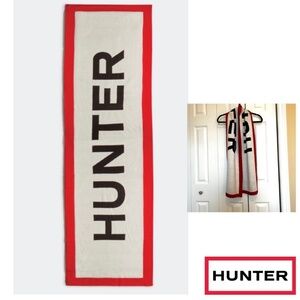 Hunter Unisex Classic Logo Knit Scarf 70”x11” Red/White/Black